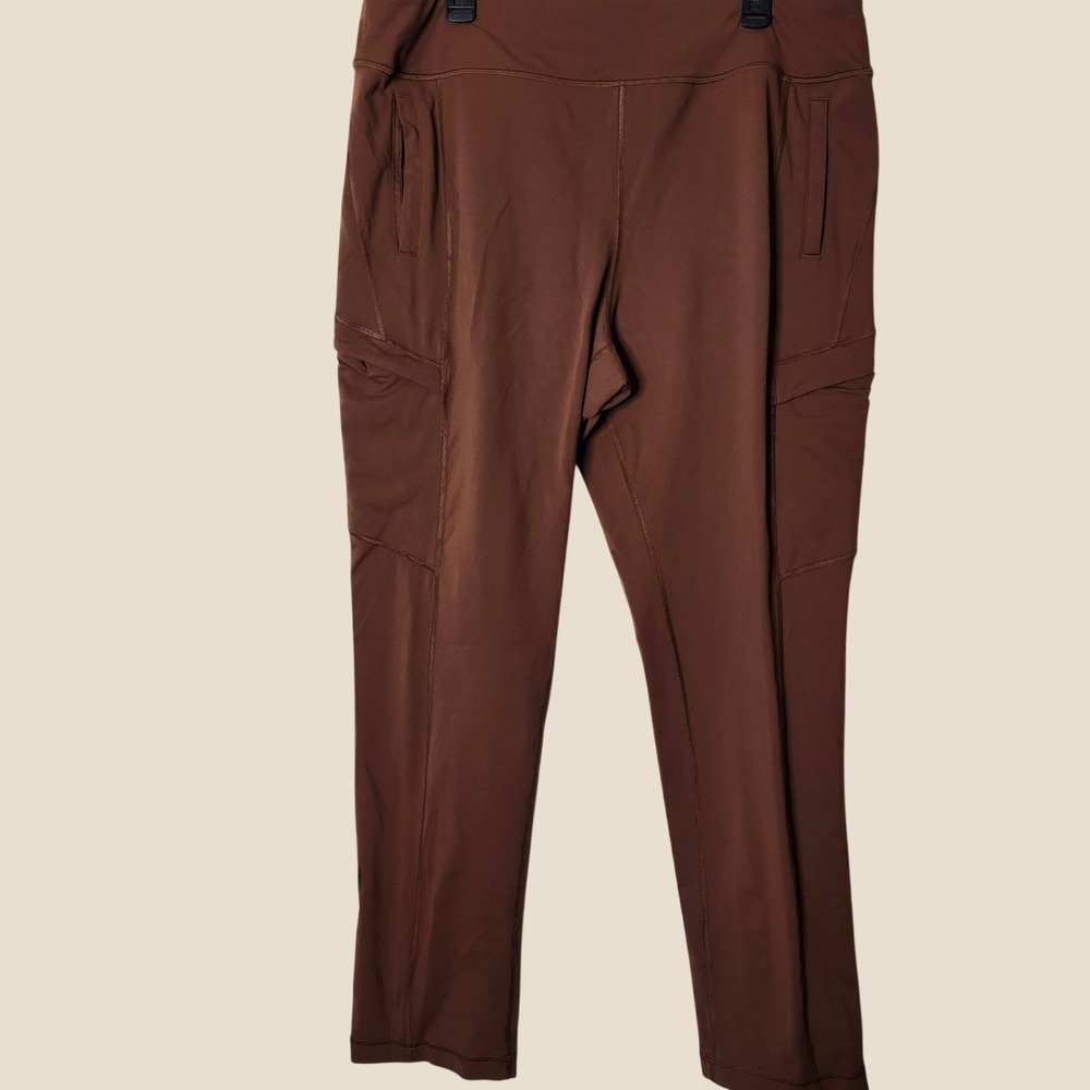 Duluth Trading Co Noga Namastash Brown Cargo Yoga Pants Womens XL x 31